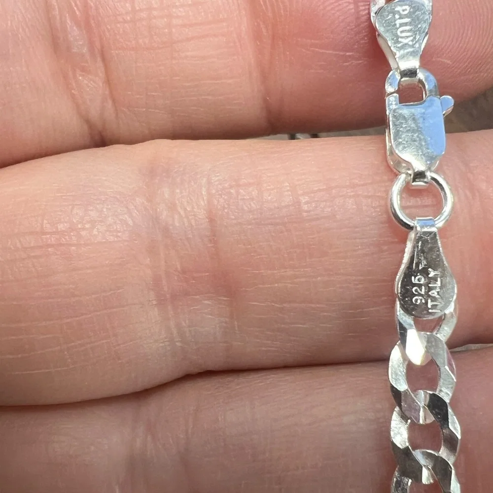 Cuban link sterling silver 925 bracelet unisex - Picture 5 of 5